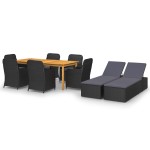 vidaXL Set mobilier pentru grădină, 9 piese, negru vidaXL Set mobilier pentru grădină, 9 piese, negru