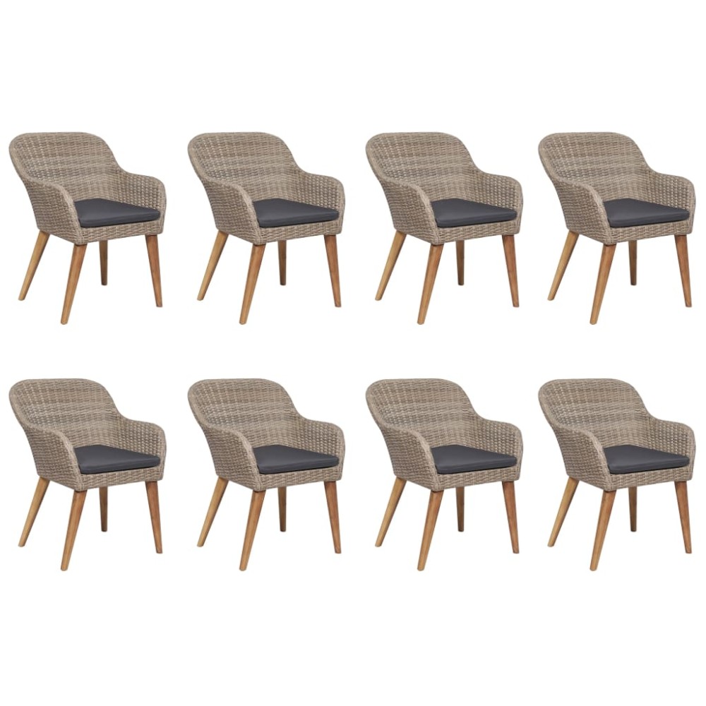 vidaXL Set mobilier de grădină, 9 piese, maro