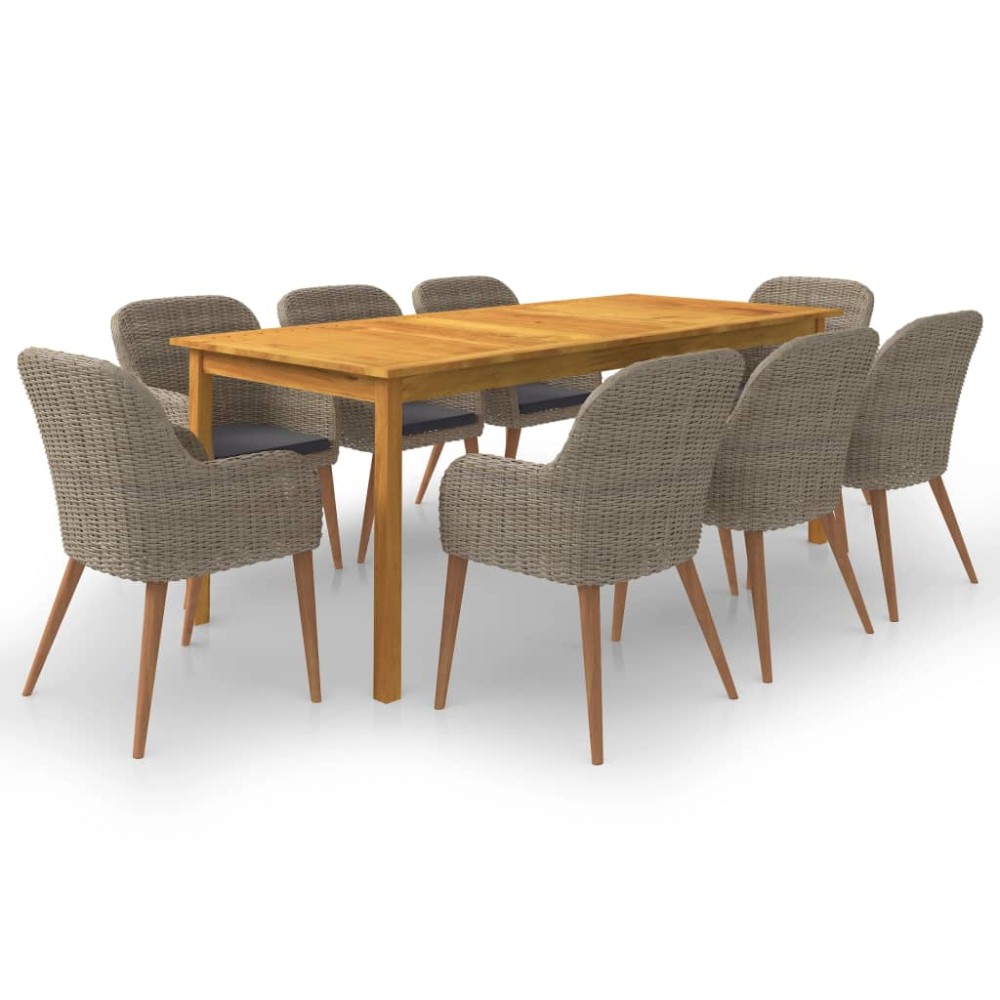 vidaXL Set mobilier de grădină, 9 piese, maro