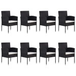 vidaXL Set mobilier de grădină, 9 piese, negru