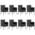 vidaXL Set mobilier de grădină, 9 piese, negru