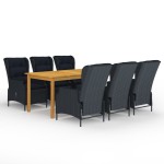vidaXL Set mobilier de grădină, 7 piese, gri închis