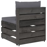 vidaXL Canapea de mijloc modulară cu perne, gri, lemn impregnat vidaXL Canapea de mijloc modulară cu perne, gri, lemn impregnat