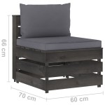 vidaXL Canapea de mijloc modulară cu perne, gri, lemn impregnat vidaXL Canapea de mijloc modulară cu perne, gri, lemn impregnat