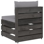 vidaXL Canapea de mijloc modulară cu perne, gri, lemn tratat vidaXL Canapea de mijloc modulară cu perne, gri, lemn tratat