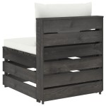 vidaXL Canapea de mijloc modulară cu perne, gri, lemn impregnat vidaXL Canapea de mijloc modulară cu perne, gri, lemn impregnat
