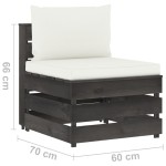 vidaXL Canapea de mijloc modulară cu perne, gri, lemn impregnat vidaXL Canapea de mijloc modulară cu perne, gri, lemn impregnat