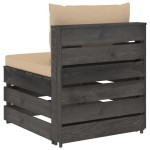 vidaXL Canapea de mijloc modulară cu perne, gri, lemn impregnat vidaXL Canapea de mijloc modulară cu perne, gri, lemn impregnat