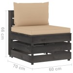 vidaXL Canapea de mijloc modulară cu perne, gri, lemn impregnat vidaXL Canapea de mijloc modulară cu perne, gri, lemn impregnat