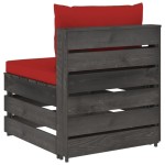 vidaXL Canapea de mijloc modulară cu perne, gri, lemn tratat vidaXL Canapea de mijloc modulară cu perne, gri, lemn tratat