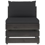 vidaXL Canapea de mijloc modulară cu perne, gri, lemn impregnat vidaXL Canapea de mijloc modulară cu perne, gri, lemn impregnat