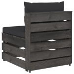 vidaXL Canapea de mijloc modulară cu perne, gri, lemn impregnat vidaXL Canapea de mijloc modulară cu perne, gri, lemn impregnat