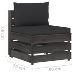 vidaXL Canapea de mijloc modulară cu perne, gri, lemn impregnat vidaXL Canapea de mijloc modulară cu perne, gri, lemn impregnat