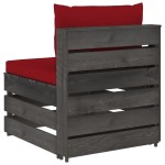 vidaXL Canapea de mijloc modulară cu perne, gri, lemn tratat vidaXL Canapea de mijloc modulară cu perne, gri, lemn tratat