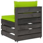 vidaXL Canapea de mijloc modulară cu perne, gri, lemn tratat vidaXL Canapea de mijloc modulară cu perne, gri, lemn tratat