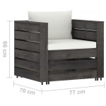 vidaXL Set mobilier grădină cu perne, 2 piese, gri, lemn impregnat