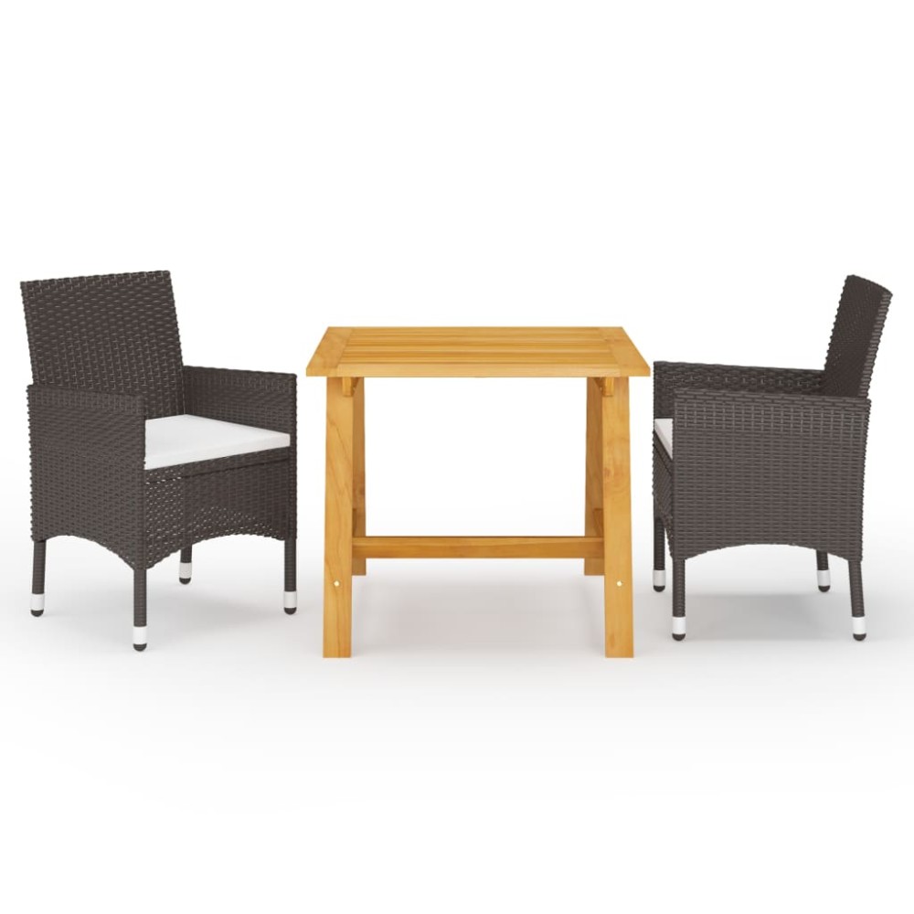 vidaXL Set mobilier de grădină, 3 piese, maro