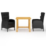 vidaXL Set mobilier de grădină, 3 piese, negru vidaXL Set mobilier de grădină, 3 piese, negru