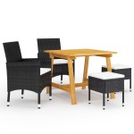 vidaXL Set mobilier de grădină, 5 piese, negru vidaXL Set mobilier de grădină, 5 piese, negru