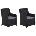 vidaXL Set mobilier de grădină, 3 piese, negru