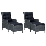 vidaXL Set mobilier de grădină, 5 piese, gri închis