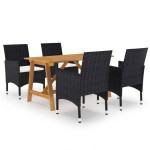 vidaXL Set mobilier de grădină, 5 piese, negru vidaXL Set mobilier de grădină, 5 piese, negru