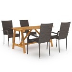 vidaXL Set mobilier de grădină, 5 piese, maro vidaXL Set mobilier de grădină, 5 piese, maro