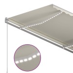 vidaXL Copertină retractabilă manual cu LED, crem, 300x250 cm