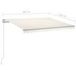 vidaXL Copertină retractabilă manual cu LED, crem, 300x250 cm