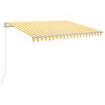 vidaXL Copertină retractabilă manual cu LED, galben și alb, 300x250 cm