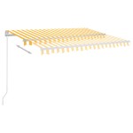 vidaXL Copertină retractabilă manual cu LED, galben și alb, 300x250 cm
