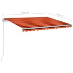 vidaXL Copertină retractabilă manual LED, portocaliu & maro 300x250 cm