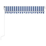 vidaXL Copertină retractabilă automat, albastru și alb, 300x250 cm