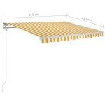 vidaXL Copertină retractabilă manual, galben și alb, 350x250 cm