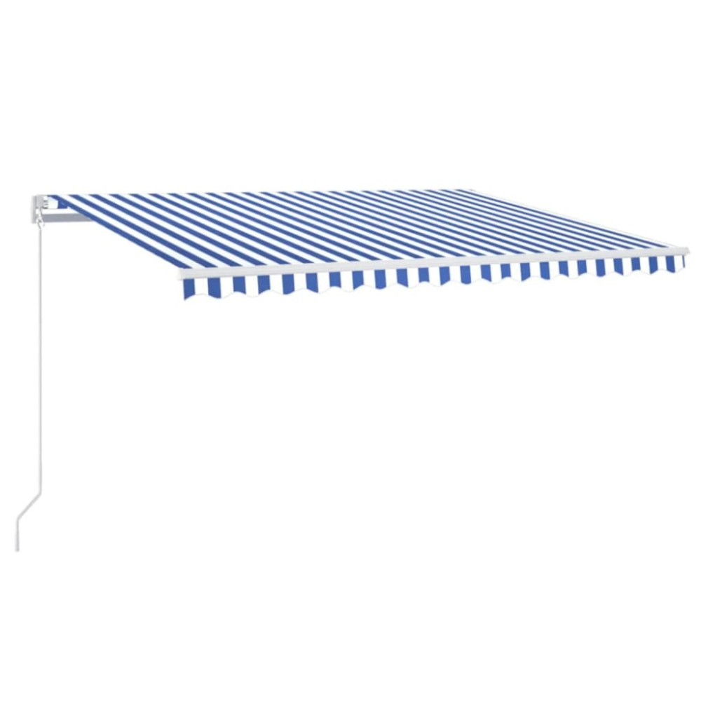 vidaXL Copertină retractabilă manual LED, albastru și alb, 400x300 cm