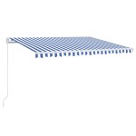 vidaXL Copertină retractabilă manual LED, albastru și alb, 400x300 cm