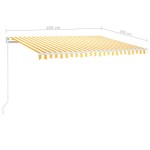 vidaXL Copertină retractabilă manual, galben și alb, 450x300 cm