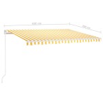 vidaXL Copertină retractabilă manual cu LED, galben și alb, 450x300 cm
