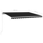 vidaXL Copertină retractabilă manual cu LED, antracit, 450x300 cm