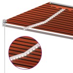 vidaXL Copertină retractabilă manual cu LED portocaliu&maro 450x300 cm