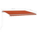 vidaXL Copertină retractabilă manual cu LED portocaliu&maro 450x300 cm