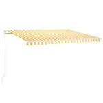 vidaXL Copertină automată cu senzor vânt&LED, galben/alb, 450x300 cm