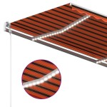 vidaXL Copertină automată senzor vânt/LED, portocaliu/maro, 450x300 cm vidaXL Copertină automată senzor vânt/LED, portocaliu/maro, 450x300 cm