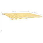 vidaXL Copertină retractabilă manual, galben și alb, 500x300 cm
