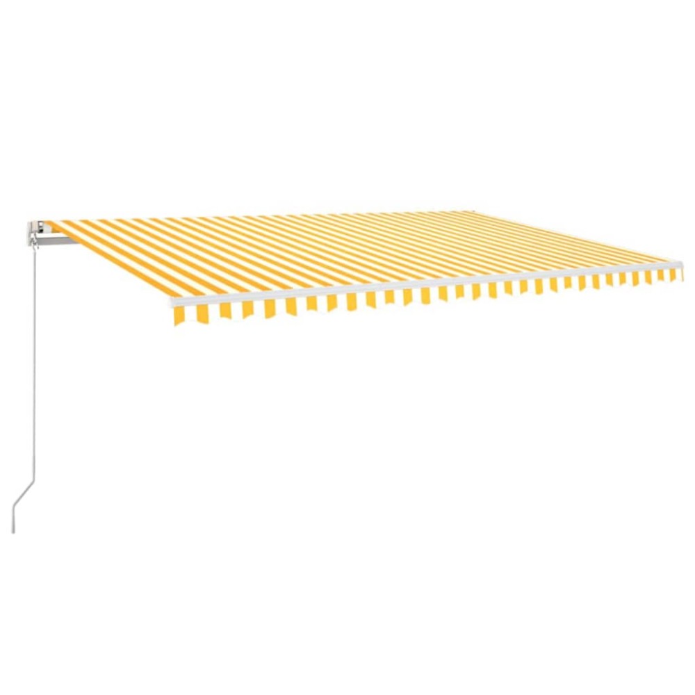 vidaXL Copertină automată cu senzor vânt & LED, galben&alb, 500x300 cm