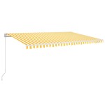 vidaXL Copertină automată cu senzor vânt & LED, galben&alb, 500x300 cm vidaXL Copertină automată cu senzor vânt & LED, galben&alb, 500x300 cm