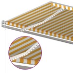vidaXL Copertină automată cu senzor vânt & LED, galben&alb, 500x300 cm vidaXL Copertină automată cu senzor vânt & LED, galben&alb, 500x300 cm