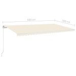 vidaXL Copertină retractabilă manual cu LED, crem, 600x300 cm