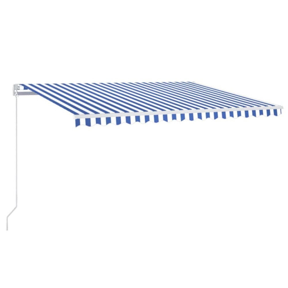 vidaXL Copertină retractabilă manual, albastru și alb, 400x350 cm