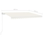 vidaXL Copertină retractabilă manual, crem, 400x350 cm